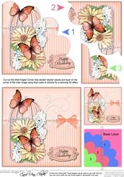 Birthday Butterflies & Spring Bouquet Birdcage Shell Edged Corner Side Stacker