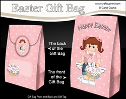 3D Easter Gift Bag Mini Kit - Easter Girl Annika has a Cute Bunny in a Basket