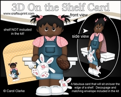 3D On the Shelf Card Kit - Ethnic Easter Toddler Melicia has a Cute Bunny & a Chocolate Easter Egg