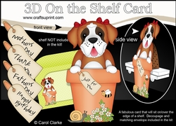 3D On the Shelf Card Kit - Flower Pot Friends Little St Bernard Dog Lady