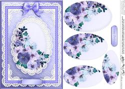 A5 Spring Flowers and Lace Quick Card with Pyramage