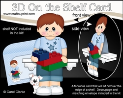 3D On the Shelf Card Kit - Cute Little Boy Galen has Building Blocks