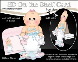 3D On the Shelf Card Kit - Bathtub Buddies - Cute Little Baby Girl Tamee has a Bubble Bath