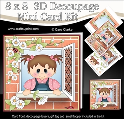 8 x 8 Mini Kit with 3d Decoupage - Through the Window - Cute Little Toddler