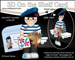3D On the Shelf Card Kit - Little Artist Charline is painting En Plein Air