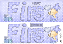 Large DL FIRST BIRTHDAY 3D decoupage