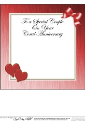 For a Special Couple on your Coral Wedding Anniversary matching 8x8 insert panel
