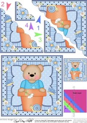 Flower Pot Friends Cute Little Austin Bear Scalloped Corner Stacker