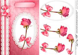A5 Rose, Lace and Pearls Quick Card with Pyramage