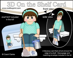 3D On the Shelf Card Kit - Scrub-a-Dub-Dub Cleaner Teen Darla has a bucket & Mop