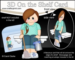 3D On the Shelf Card Kit - Scrub-a-Dub-Dub Cleaner Teen Marissa has a bucket & Mop