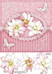 8x8 A Touch of Elegance Flowers Pearls Lace & Butterflies Quick card front with 3D decoupage