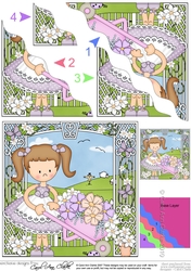 Girlz Liz has a Wheelbarrow of Flowers Wavy Corner side stacker Topper