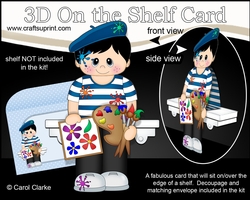 3D On the Shelf Card Kit - Little Artist Timothée is painting En Plein Air