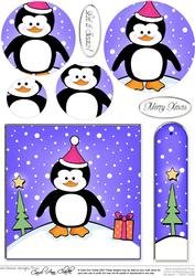 Cheeky Xmas Penguin Quick Card with Circle Pyramage Topper