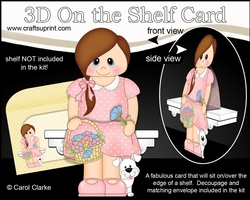 3D On the Shelf Card Kit - Little Teen Synthia has a basket of Flowers