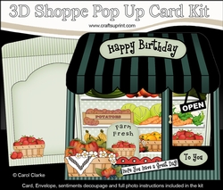 3D Shoppe Window Pop Up Card Kit - Farm Fresh Produce Farm Shop