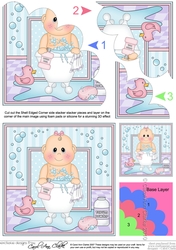 Cute Little Bathtub Baby Girl Shell Edged Corner Side Stacker