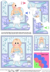 Cute Little Bathtub Baby Boy Shell Edged Corner Side Stacker
