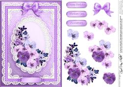 A5 Spring Flowers and Lace Quick Card with 3D Decoupage