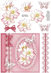 6x6 A Touch of Elegance Flowers, Lace & Butterflies quick card front with 3D decoupage