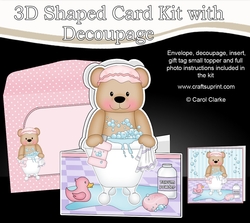 3D Shaped Card Kit - Bathtub Buddies - Cute Little Livvy Bear has a Bubble Bath