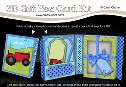 3D Big Red Tractor Gift Box Card Kit 3d Decoupage