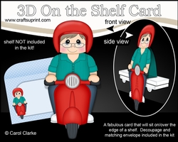 3D On the Shelf Card Kit - Older Man Dug Rides his Motor Scooter