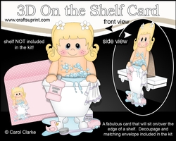 3D On the Shelf Card Kit - Bathtub Buddies - Cute Little Girl Catalina has a Bubble Bath