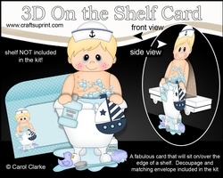 3D On the Shelf Card Kit - Bathtub Buddies - Cute Little Boy Brendan has a Bubble Bath