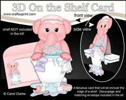 3D On the Shelf Card Kit - Bathtub Buddies - Cute Little Lola Elephant has a Bubble Bath
