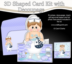 3D Shaped Card Kit - Bathtub Buddies - Cute Little Boy Brendan has a Bubble Bath