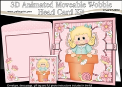 3D Animated Moveable Wobble Head Card Kit - Flower Pot Friends Little Fairy Grace