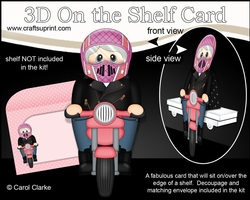 3D On the Shelf Card Kit - Old Lady Britta Rides her Motorbike