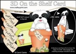 3D On the Shelf Card Kit - Flower Pot Friends Little Shih Tzu Dog Duke