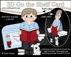 3D On the Shelf Card Kit - Older Man Noel is Reading a Good Book