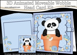 3D Animated Moveable Wobble Head Card Kit - Flower Pot Friends Little Panda Bear Chi Chi