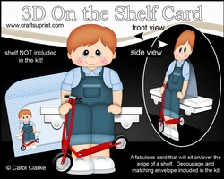 3D On the Shelf Card Kit - Cute Little Toddler Braydan has a Toy Scooter