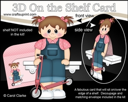 3D On the Shelf Card Kit - Cute Little Toddler Amari has a Toy Scooter
