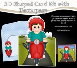 3D Shaped Card Kit - Young Man Artur Rides his Motor Scooter