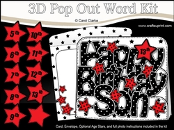3D Happy Birthday SON Stars with Ages 5 to 13 Pop Out Word Card