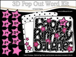 3D Happy Birthday DAUGHTER Stars with Ages 5 to 13 Pop Out Word Card