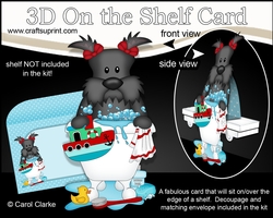 3D On the Shelf Card Kit - Bathtub Buddies - Little Scottie Dog Maisie has a Bubble Bath