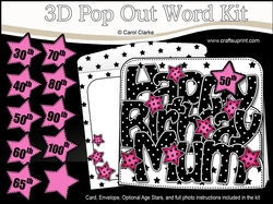3D Happy Birthday MUM Stars with Ages 30 to 100 Pop Out Word Card
