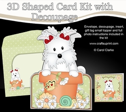 3D Shaped Card Kit - Flowerpot Friends - Little Westie Dog Jess