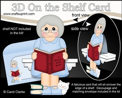 3D On the Shelf Card Kit - Old Lady Primula is Reading a Good Book