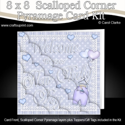 8 x 8 Welcome to your New Baby Boy Scalloped Corner Kit