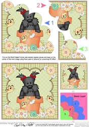 Flower Pot Friends Little Scottie Dog Shell Edged Corner Side Stacker
