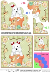 Flower Pot Friends Little Westie Dog Shell Edged Corner Side Stacker