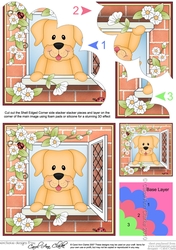 Shell Edged Corner Side Stacker - Through the Window - Cute Little Golden Labrador Dog